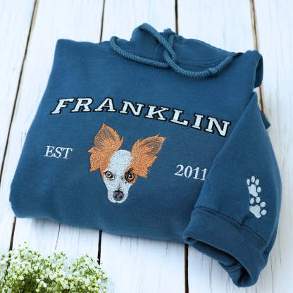 Custom Pet Embroidery Hoodie, Sweatshirt With Your Pet's Portrait Photo, Unique Gift For Pet Lovers