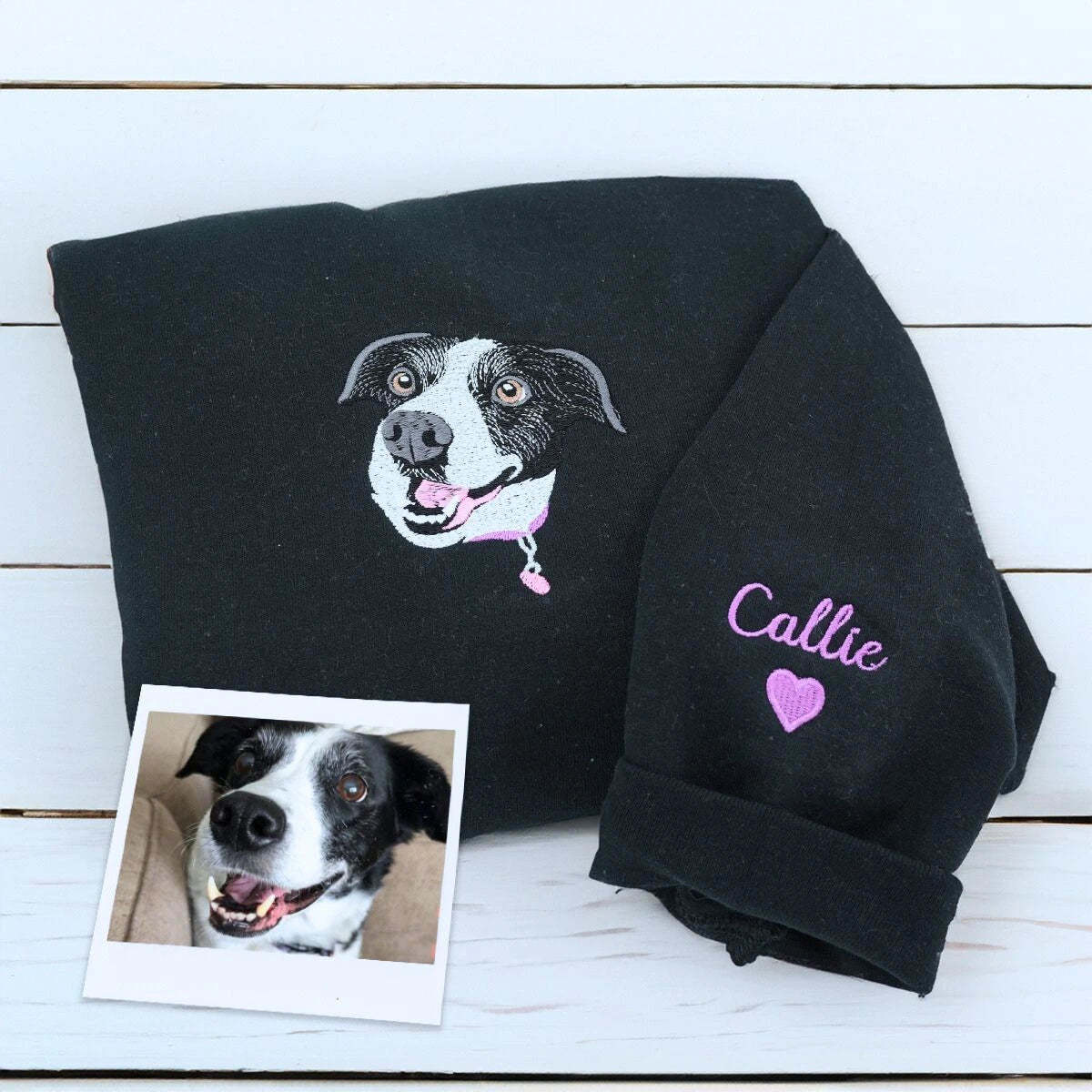 Custom Pet Embroidery Hoodie, Sweatshirt With Your Pet's Portrait Photo, Unique Gift For Pet Lovers