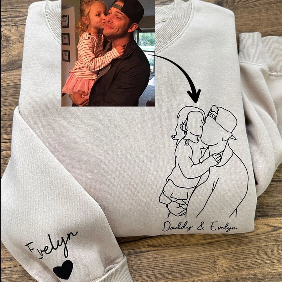 Custom Photo Outline Printed Sweatshirt / Hoodie, Embroidered Crewneck
