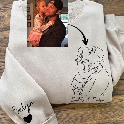 Custom Photo Outline Printed Sweatshirt / Hoodie, Embroidered Crewneck