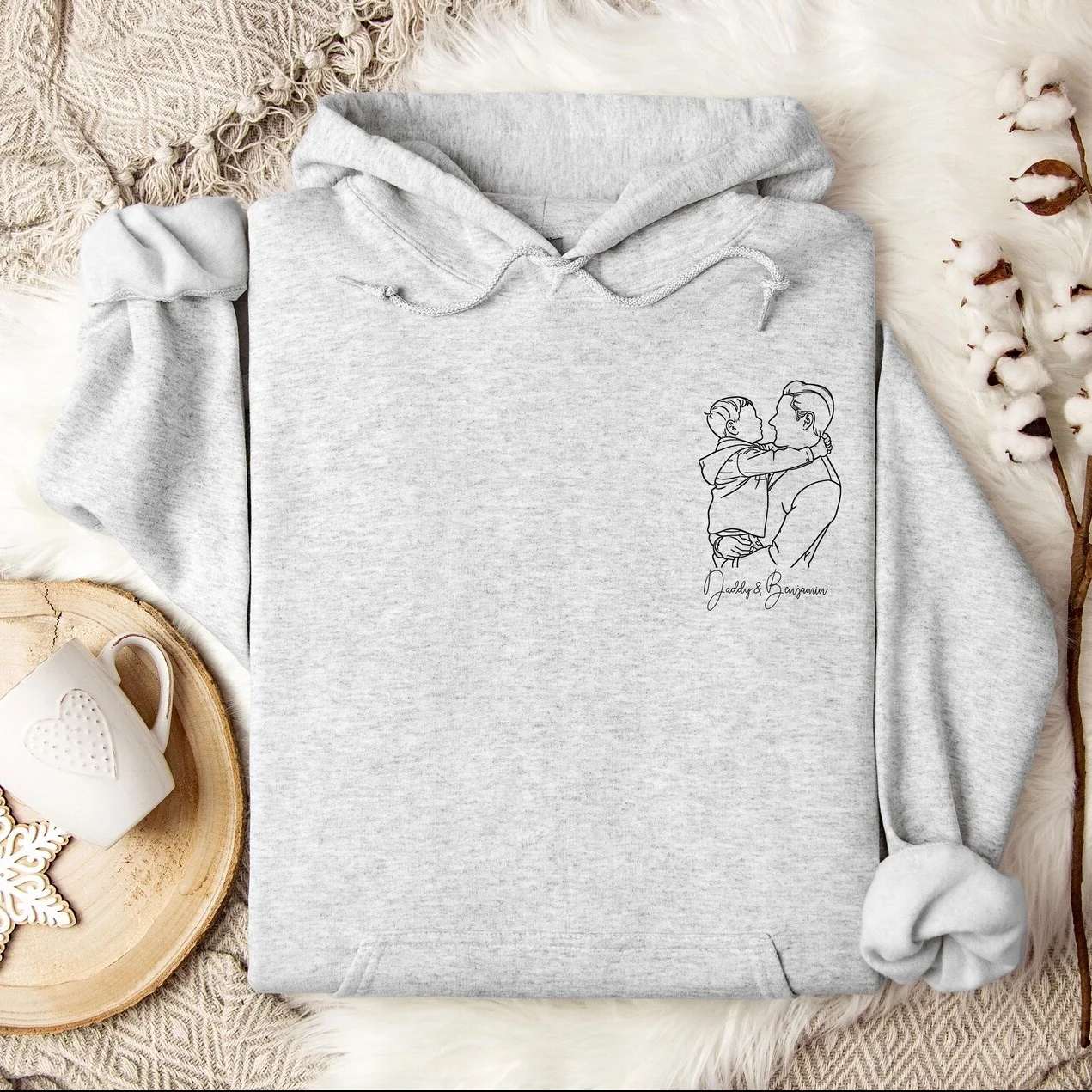 Custom Photo Outline Printed Sweatshirt / Hoodie, Embroidered Crewneck