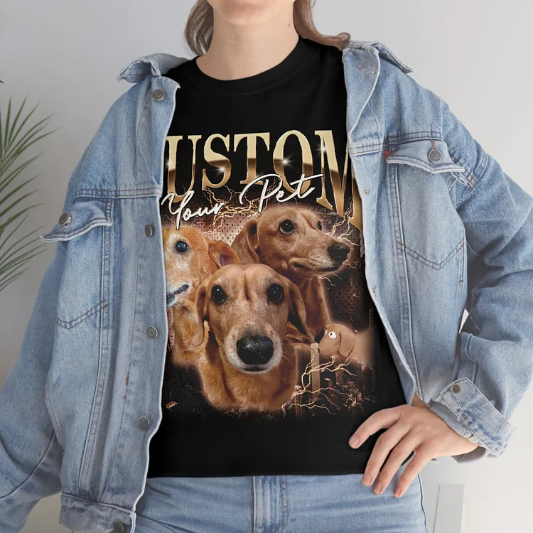 Custom Photo Vintage Tee For Pet Lover