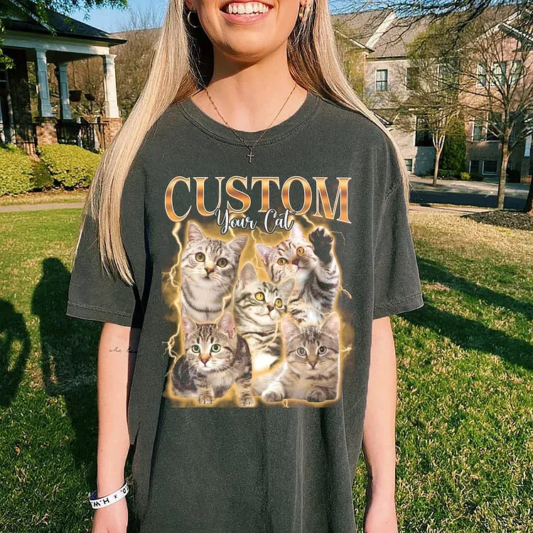 Custom Photo Vintage Tee For Pet Lover