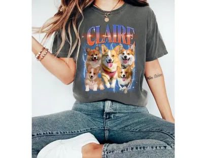 Custom Retro Dog Shirt,Custom Photo 90s Graphic, Bootleg Rap Dog Shirt