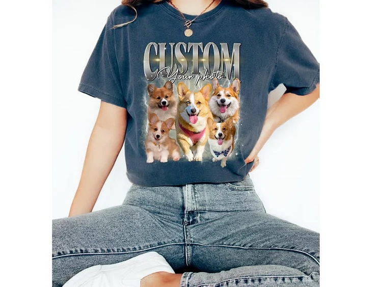 Custom Retro Dog Shirt,Custom Photo 90s Graphic, Bootleg Rap Dog Shirt