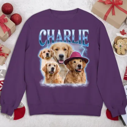 Custom Pet Face Printing Vintage Hip Hop T-shirt Sweatshirt Hoodie