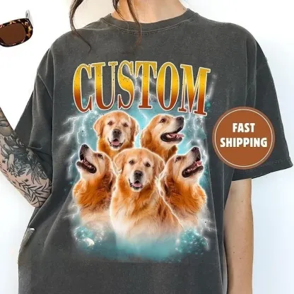 Custom Vintage Bootleg Pet Shirt Pet Photo + Name Shirt, Custom Cat T Shirts 90's Tee