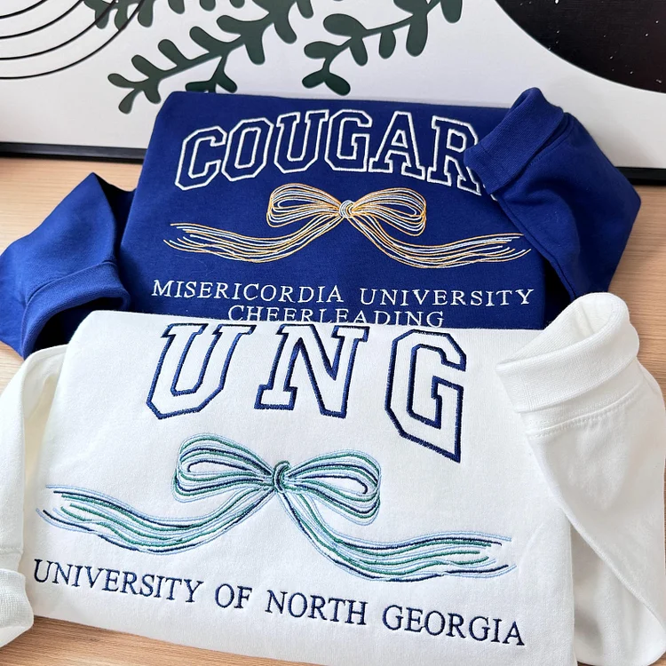 Custom Embroidered College Hoodie With Bow