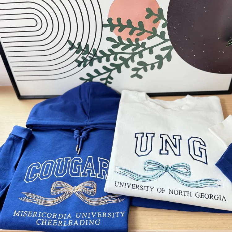 Custom Embroidered College Hoodie With Bow