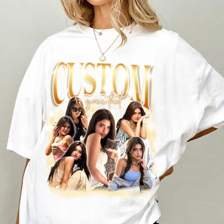 Personalized Vintage Retro Photo T-shirt, Gift For Friends, Family