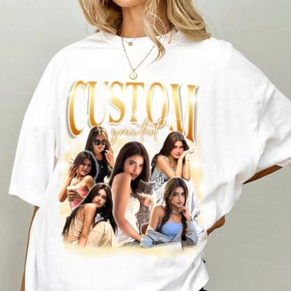 Personalized Vintage Retro Photo T-shirt, Gift For Friends, Family