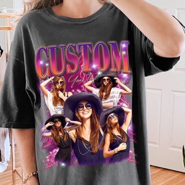 Personalized Vintage Retro Photo T-shirt, Gift For Friends, Family
