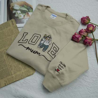 Custom Embroidered Photo Portrait For Mom Love Sweatshirt