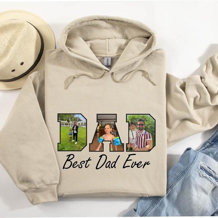 Custom Best Dad With Kids Photo Ever Sweatshirt, Father's Day Gift For Dad