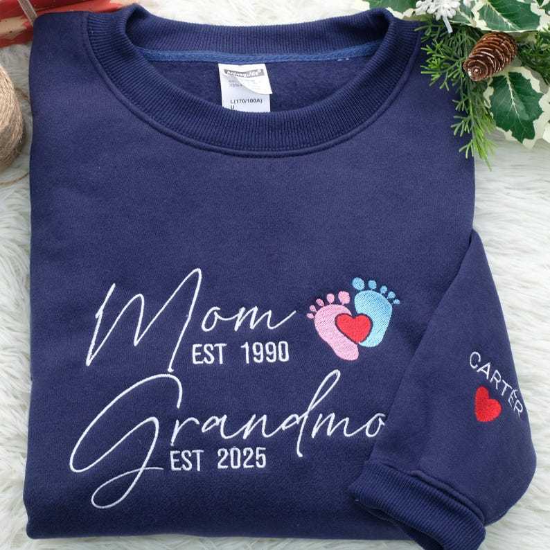 Personalized Mom Granny Years Embroidered Sweatshirt