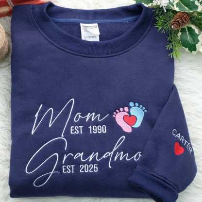 Personalized Mom Granny Years Embroidered Sweatshirt