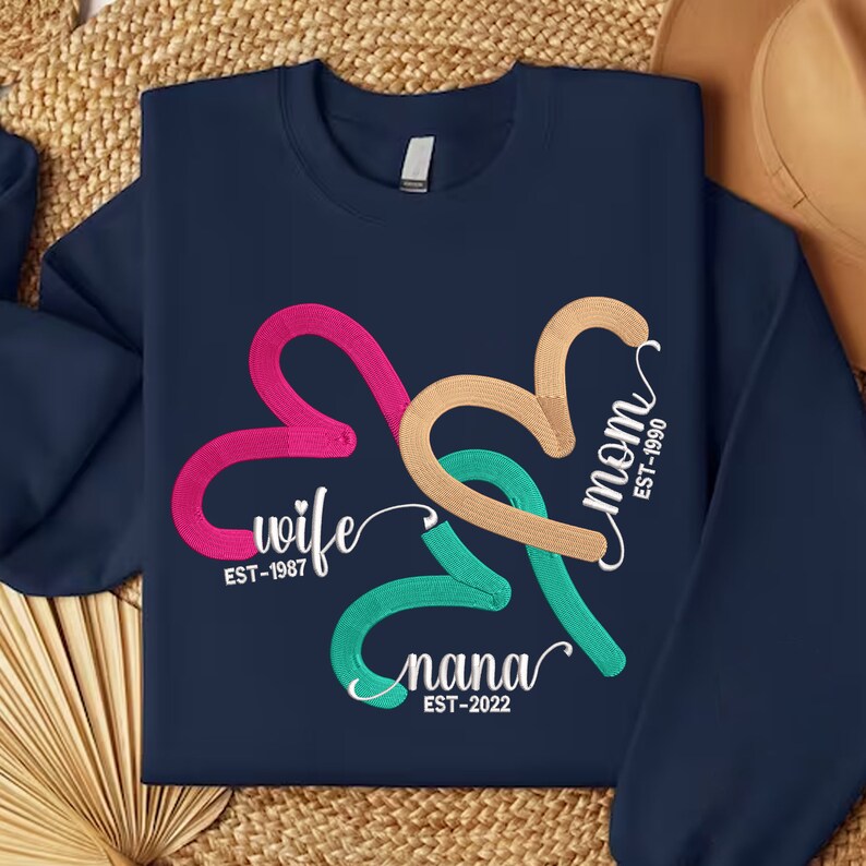 Custom EST Year Mom Embroidered Sweatshirt