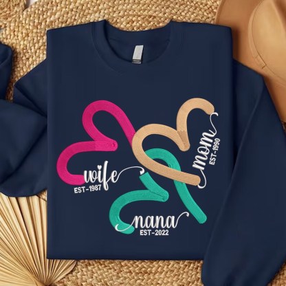 Custom EST Year Mom Embroidered Sweatshirt