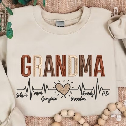 Custom Grandma Sweatshirt With Children Name Embroidered