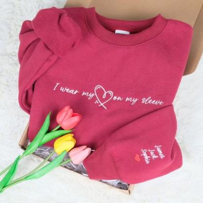 Custom I Wear My Heart On My Sleeve With Kids Names