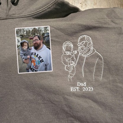 Dad Photo Hoodie - Custom Embroidered Portrait From Photo Sweatshirt
