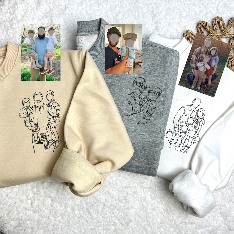 Custom Embroidered Portrait From Photo Sweatshirt Anniversary Gift