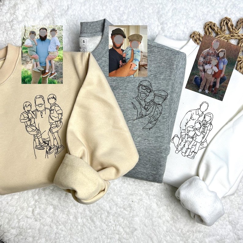 Custom Embroidered Portrait From Photo Sweatshirt Anniversary Gift