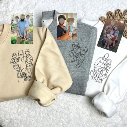 Custom Embroidered Portrait From Photo Sweatshirt Anniversary Gift