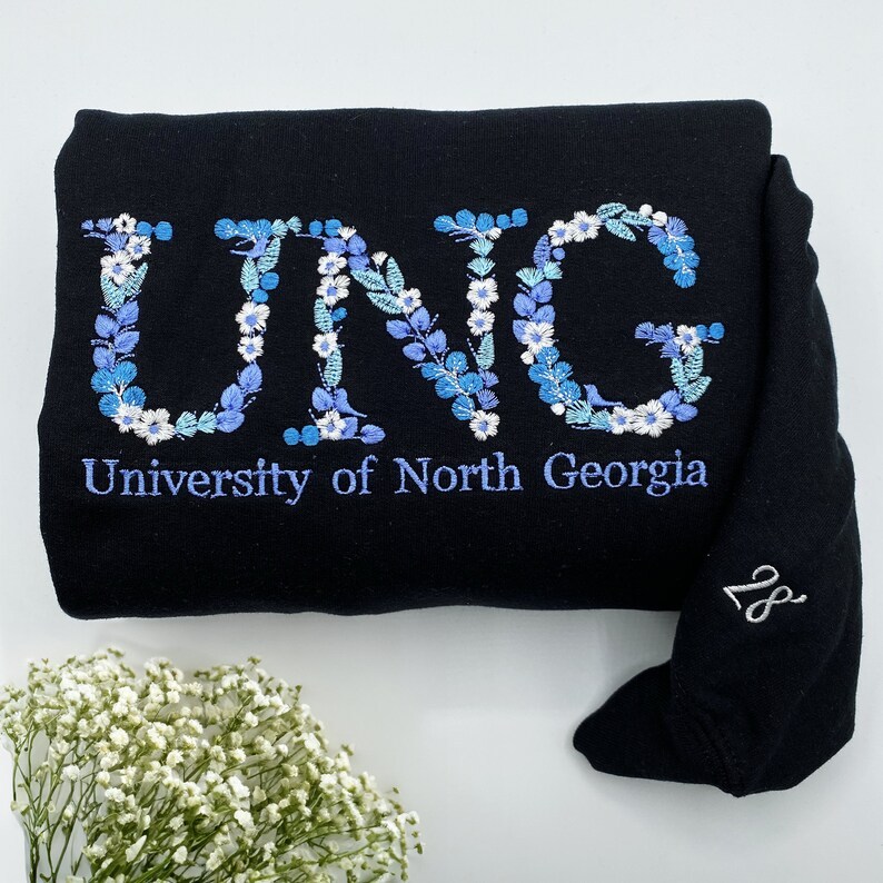 Custom College Floral Letter Embroidered Sweatshirt | Floral Letter Embroidered Hoodie | College University High School Shirt 