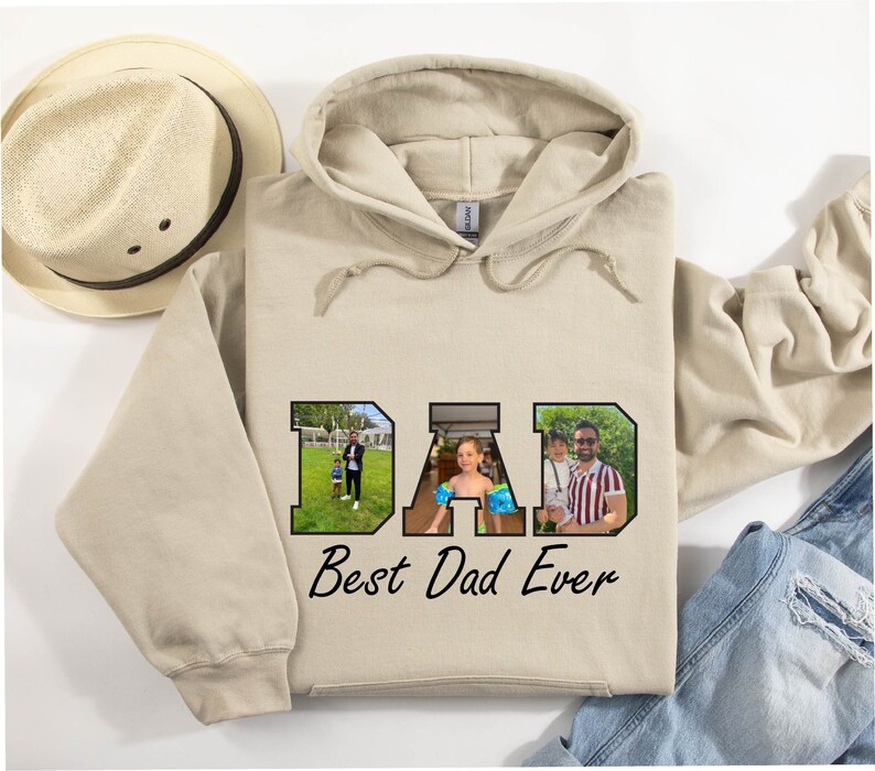 Custom Best Dad With Kids Photo Ever Sweatshirt, Father's Day Gift For Dad