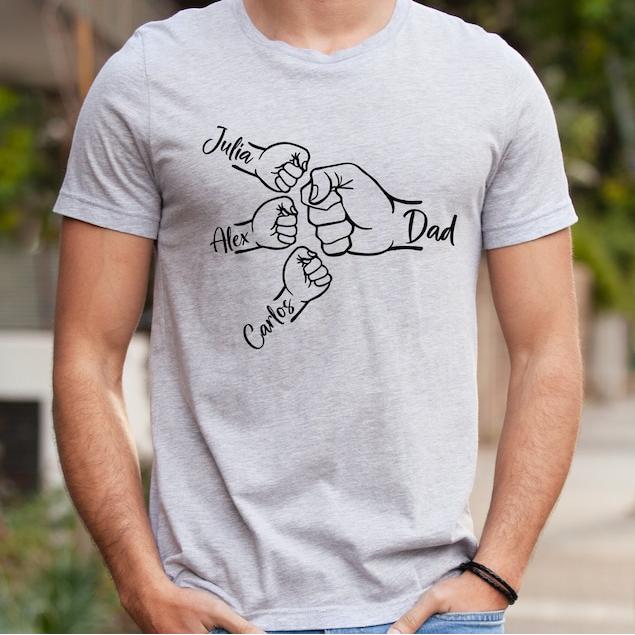 Custom Fist Bump Dad Shirt, Dad Shirt With Kids Names, Father's Day Gift