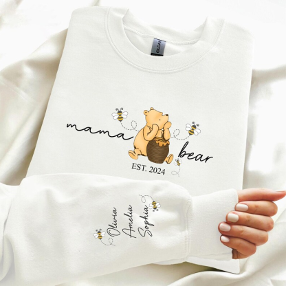 Personalized Mama Bear Sweatshirt,New Baby Name on Sleeve Mama Sweatshirt, Gifts for Mom