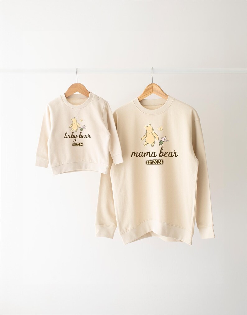 Personalised Matching Mama Bear Sweatshirt, Baby Bear Sweatshirt, Classic Winnie