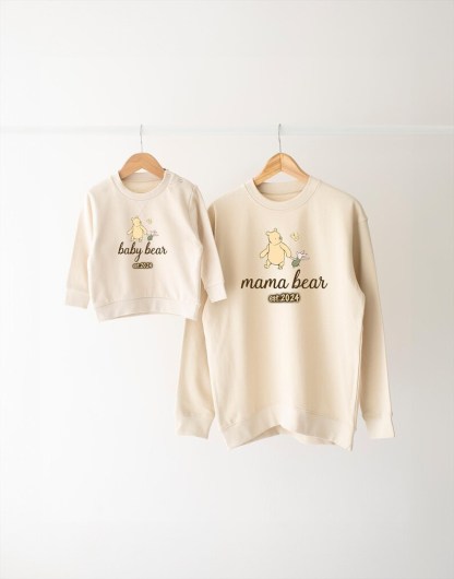 Personalised Matching Mama Bear Sweatshirt, Baby Bear Sweatshirt, Classic Winnie