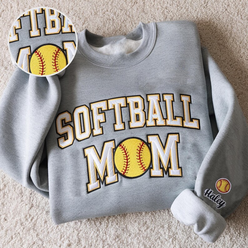 Custom Embroidery Softball Sweatshirt Sport Gift For Mom