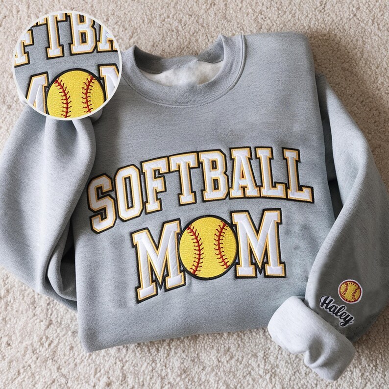 Custom Embroidery Softball Sweatshirt Sport Gift For Mom