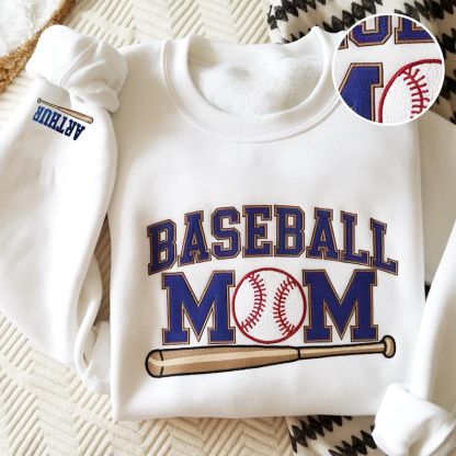Custom Embroidery Mom Baseball Name Sweatshirt