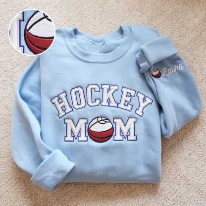 Custom Name Embroidery Hockey Mom Sweatshirt