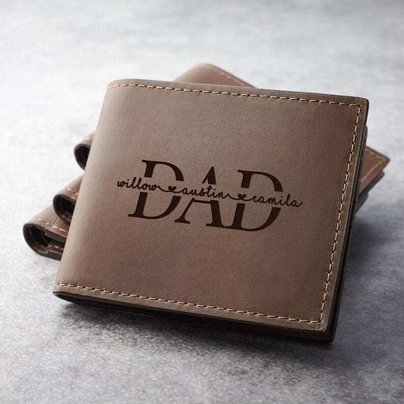 Engraved Wallet For Dad, Personalized Leather Wallet, Gift for Father