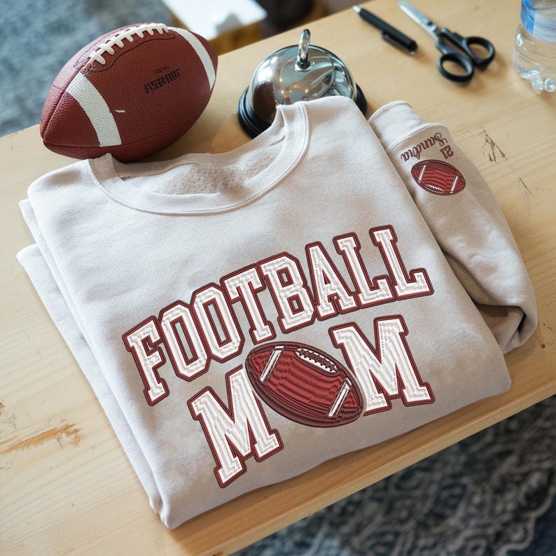 Custom Name Embroidery Football Mom Sweatshirt