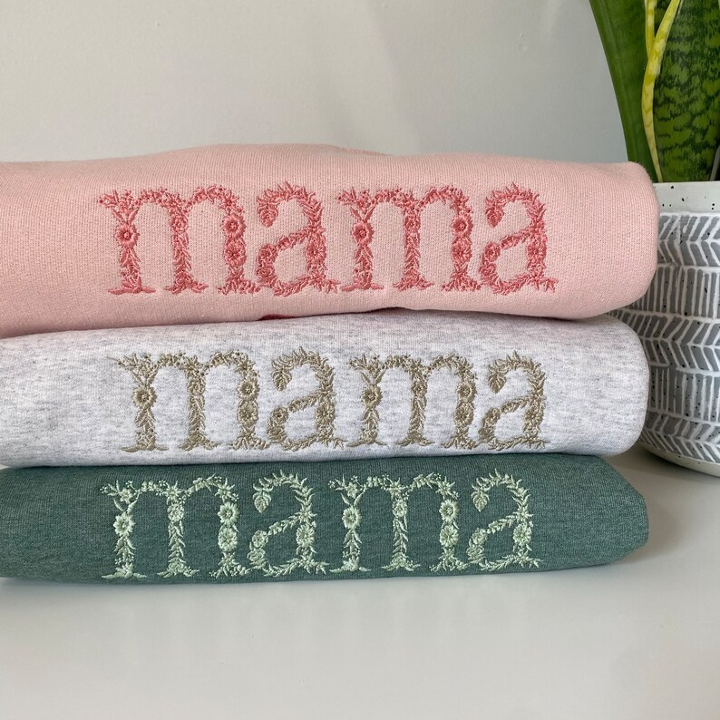 Custom Floral Mom Embroidered Sweatshirt Gift for Mom