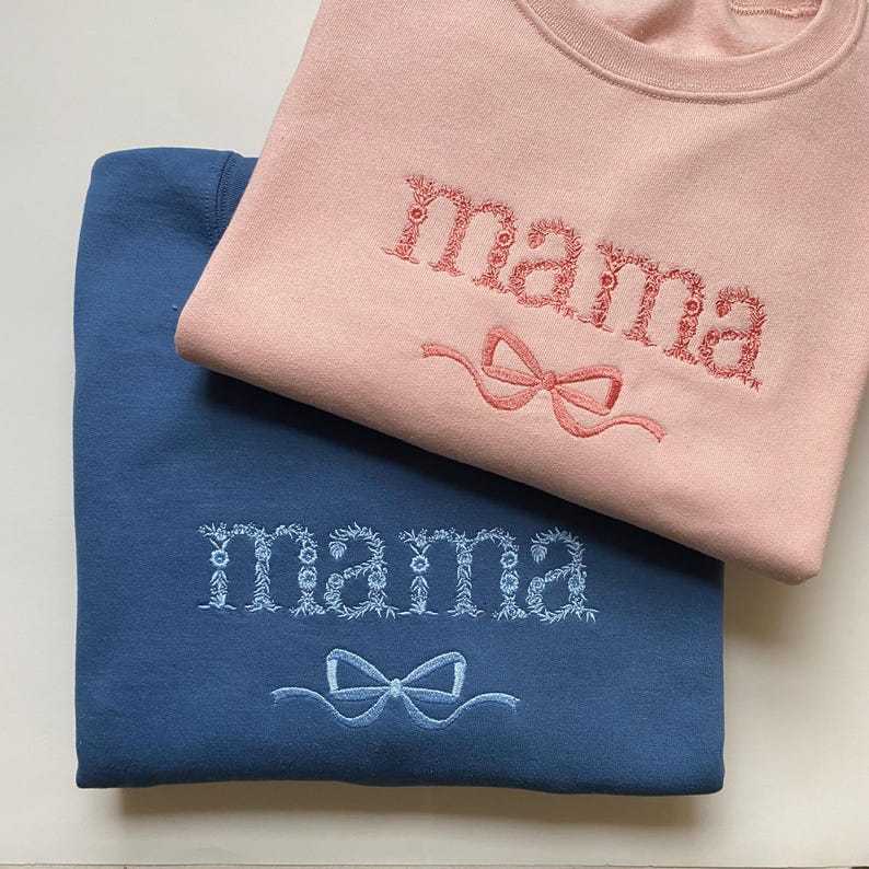 Custom Embroidered Bow Sweatshirt For New Mom