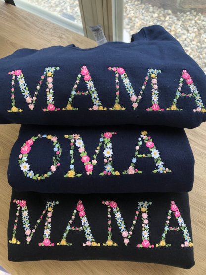 Custom Embroidered Sweatshirt Floral Mama Grandma Abuela Gifts For Mother's Day