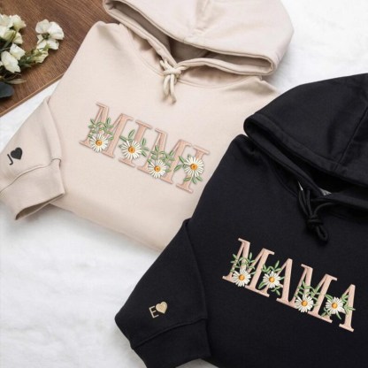 Custom Mama Floral Embroidered Sweatshirt Mother Day Gift