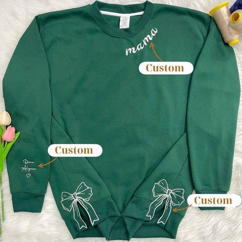 Custom Bow Sweatshirt For Mom Custom Kids Names Mother's Day gift