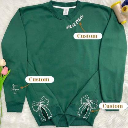 Custom Bow Sweatshirt For Mom Custom Kids Names Mother's Day gift