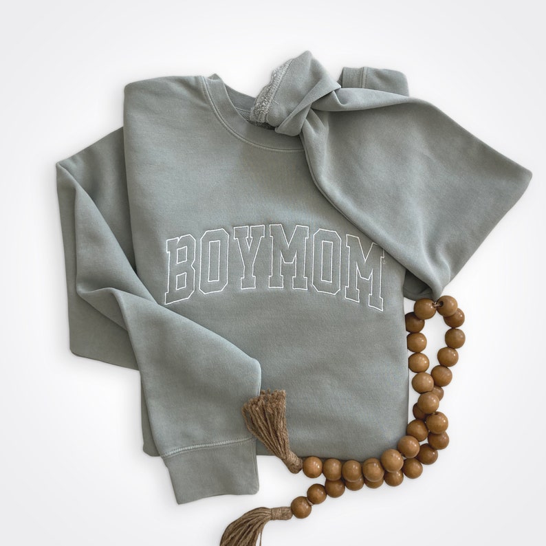 Custom Boymom Embroidered Dyed Crew Sweatshirt