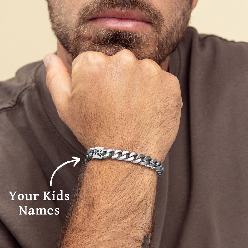 Personalized Gift For Dad, Father Bracelet, Dad Bracelet With Kids Names,Daddy Jewelry, Dad Gift From Kids
