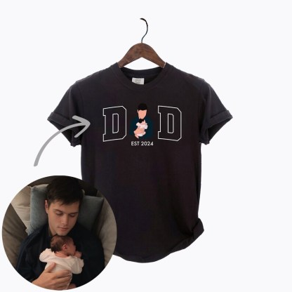 Custom Photo For Dad Shirt, Dad And Kid Illustration, Fathers Day Gift