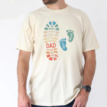 Personalized Dad Footprint Name Shirt, Best Gift For Father's Day